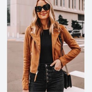 Abercrombie Suede Moto Jacket Tan